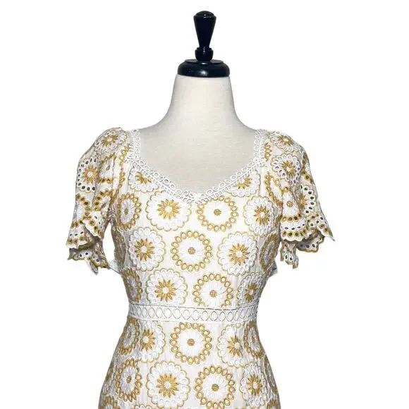 SAYLOR XS THE KALEY DRESS YELLOW EYELET - Picture 5 of 6